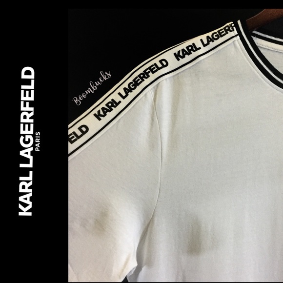 New Karl Lagerfeld Logo Tape Solid T shirt… - Picture 5 of 12